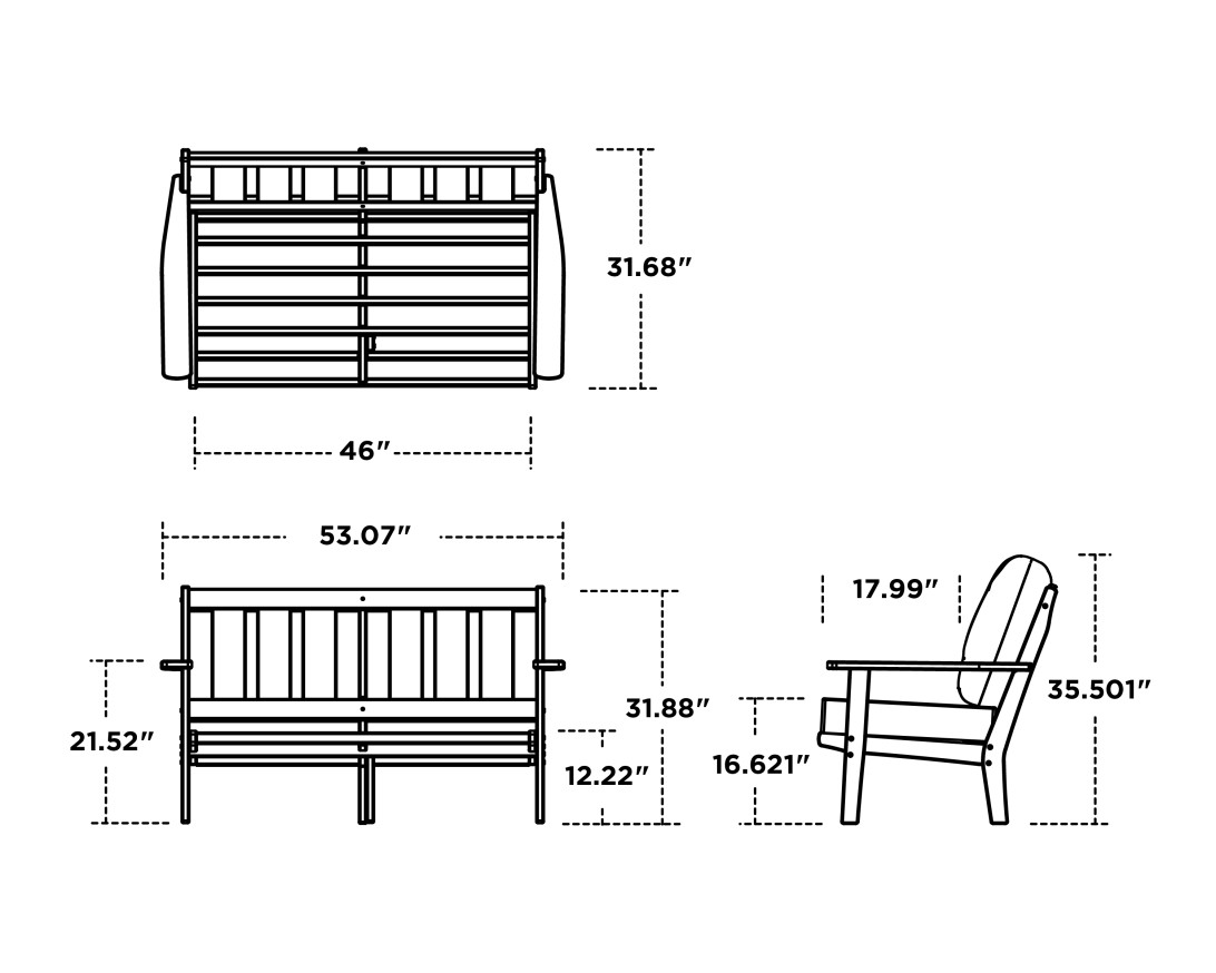 Dimensions for Oxford Deep Seating Loveseat
