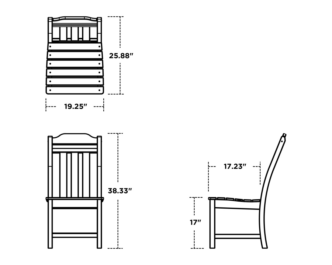 Dimensions for Cottage Dining Side Chair