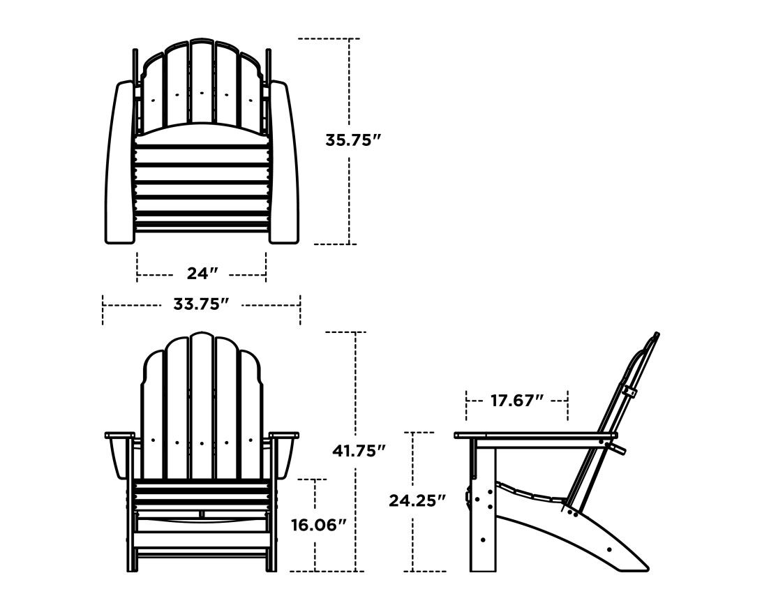 Dimensions for Vineyard Grand Adirondack Chair