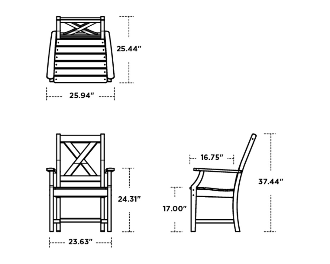 Dimensions for Braxton Dining Arm Chair