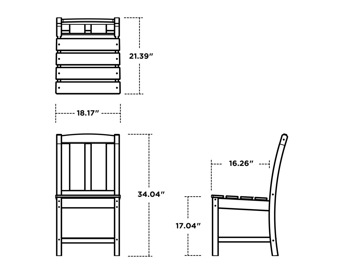 Dimensions for Mission Dining Side Chair