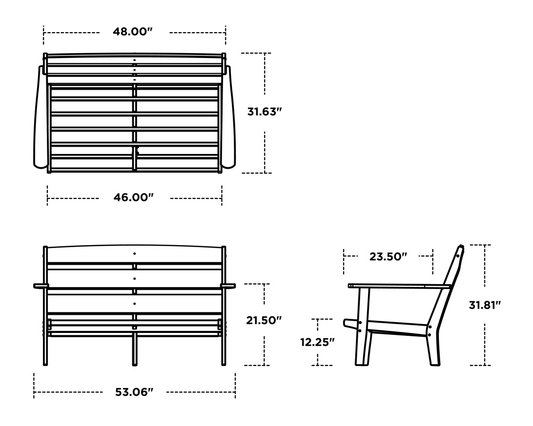 Dimensions for Lakeside Deep Seating Loveseat
