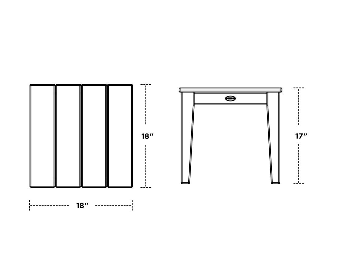 Dimensions for Newport 18" End Table