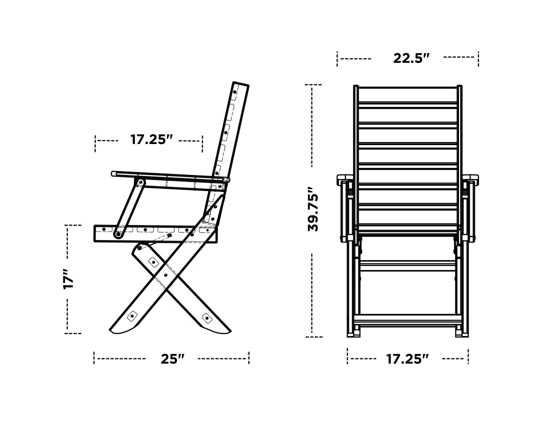 Dimensions for Captain Folding Dining Chair
