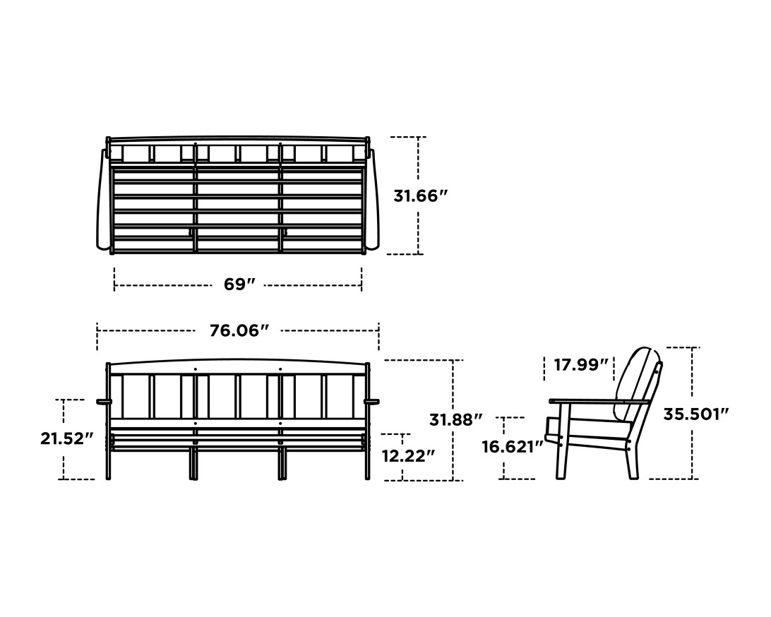 Dimensions for Mission Deep Seating Sofa