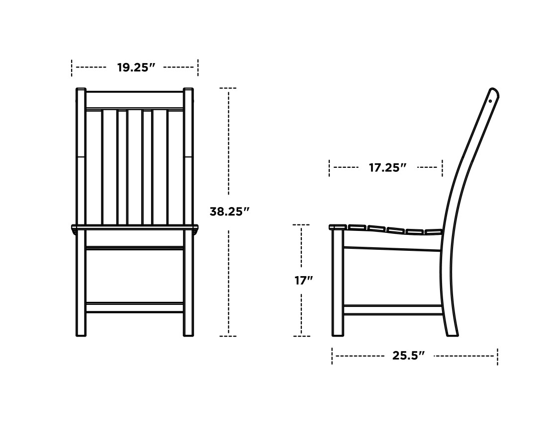 Dimensions for Vineyard Dining Side Chair