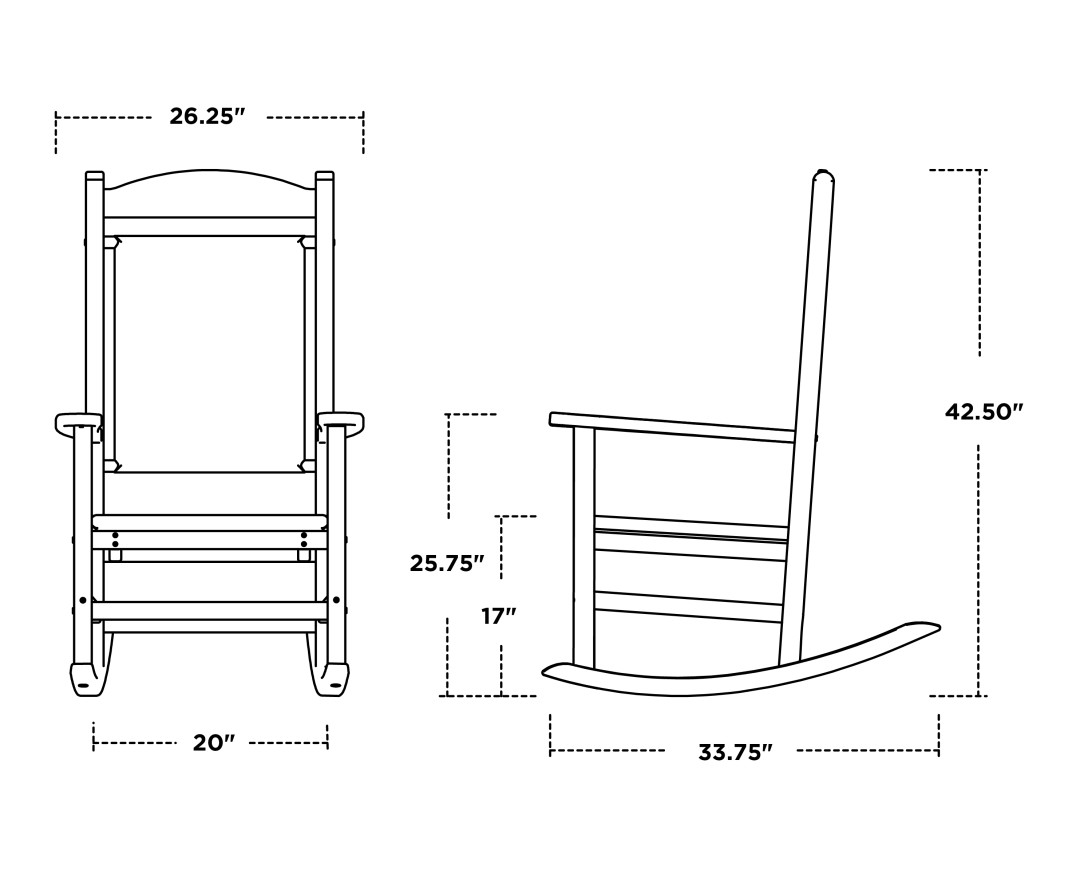 Dimensions for Presidential Woven Rocking Chair