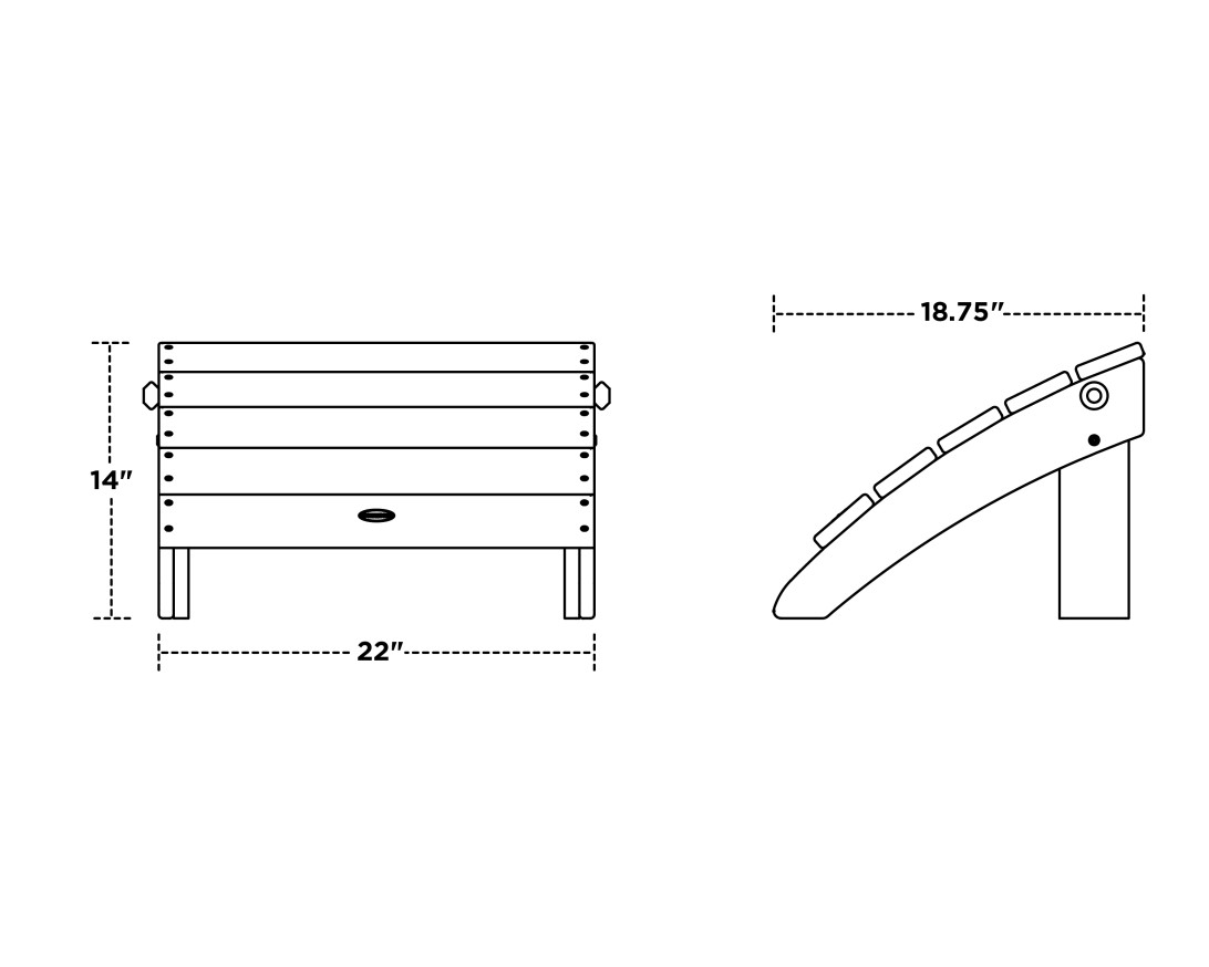 Dimensions for Classic Oversized Adirondack Folding Ottoman