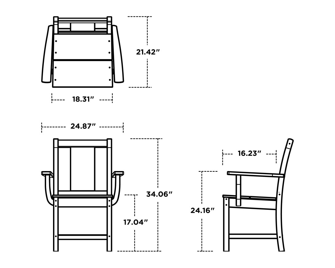 Dimensions for Prairie Dining Arm Chair