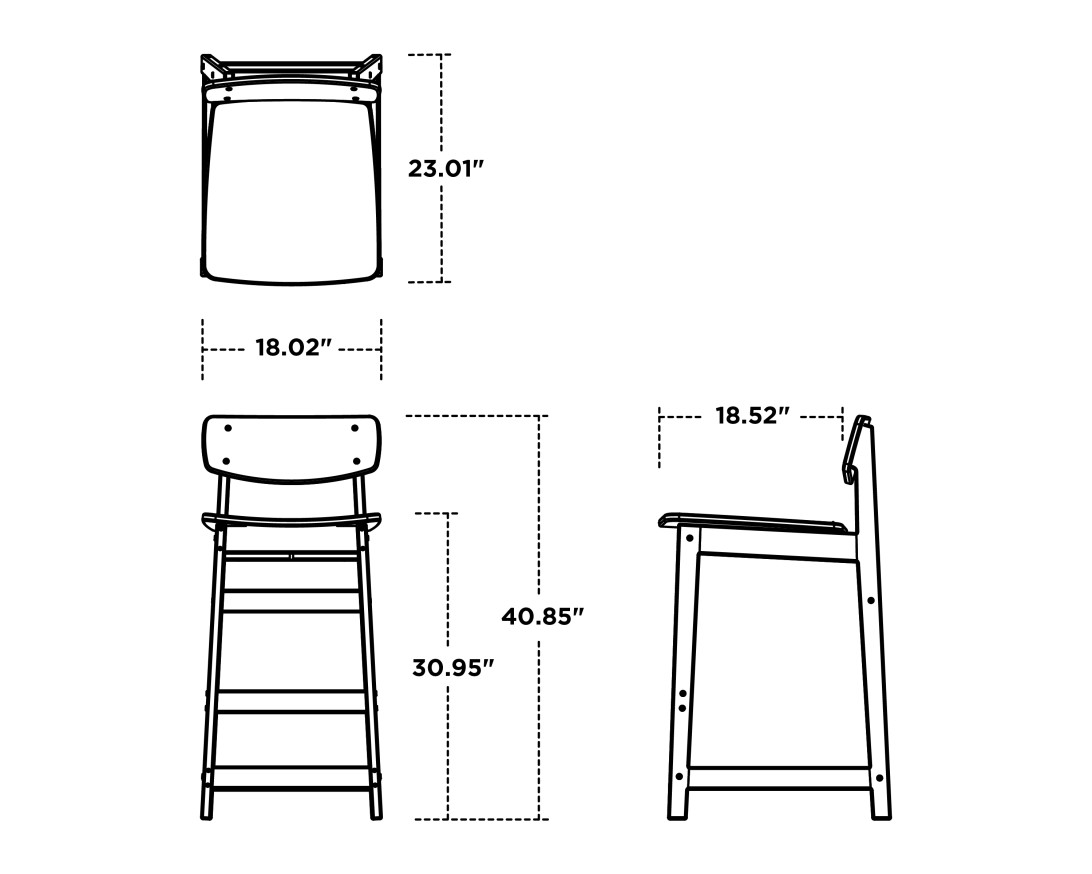 Dimensions for Modern Studio Urban Lowback Bar Chair