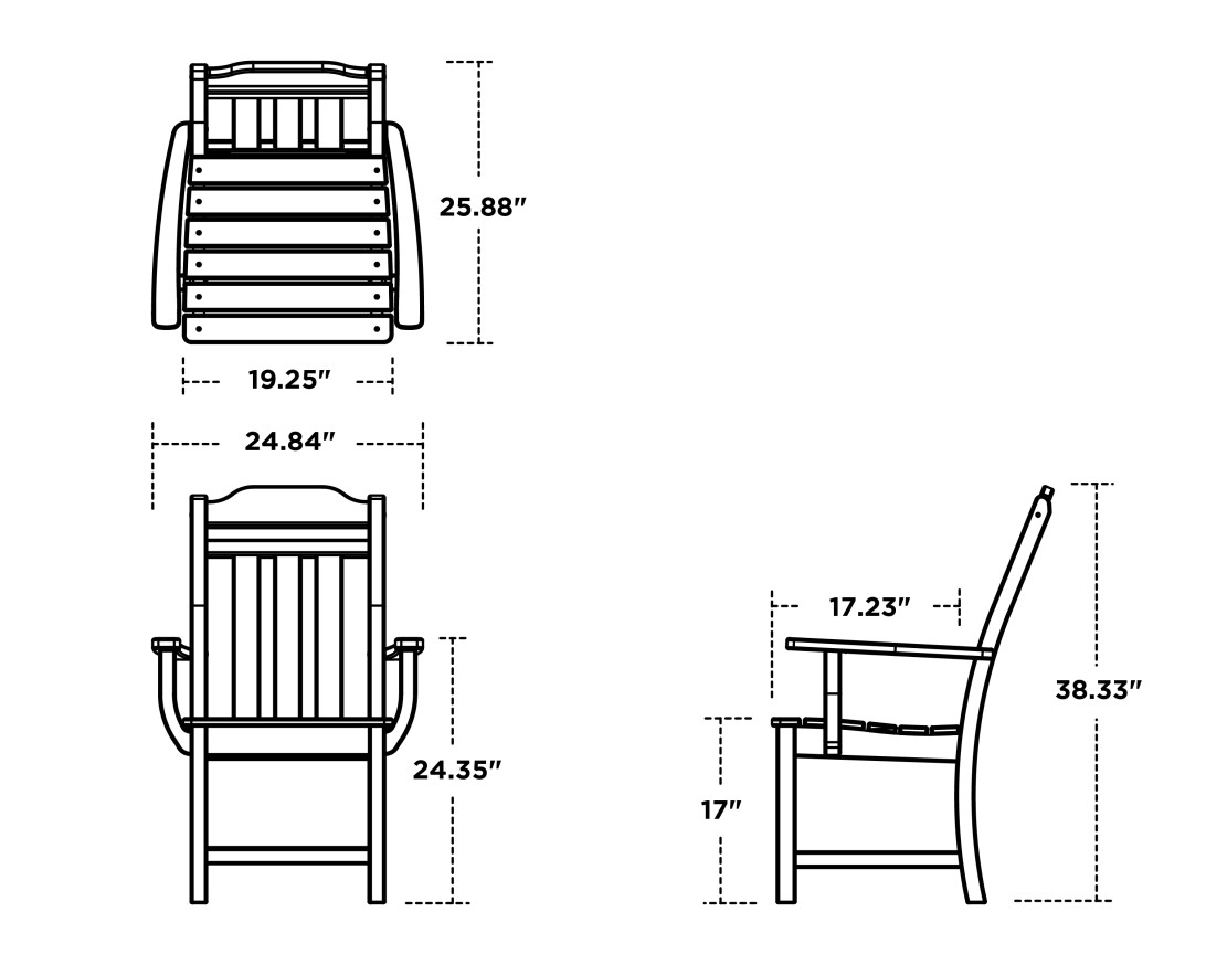 Dimensions for Cottage Dining Arm Chair