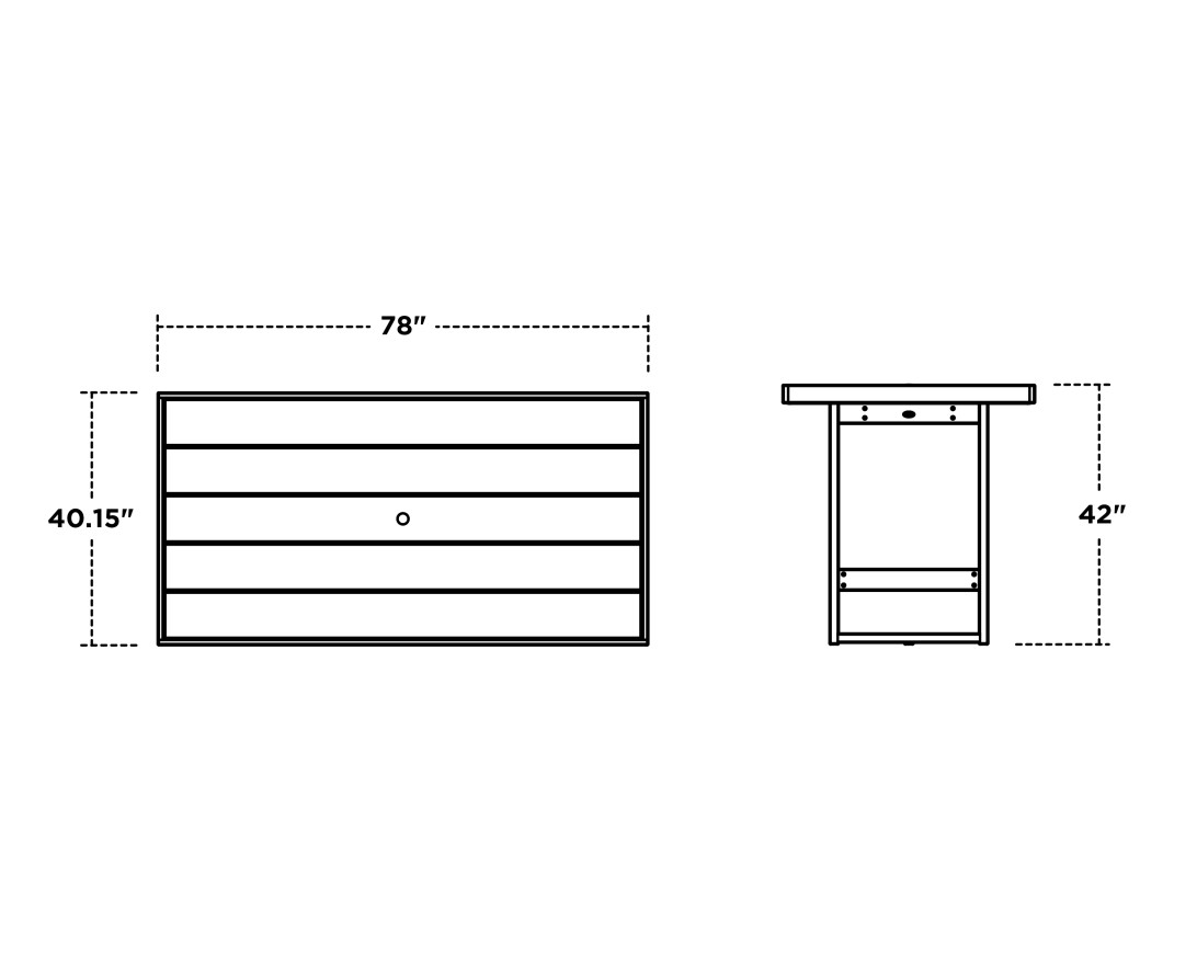 Dimensions for EDGE 40" x 78" Bar Table