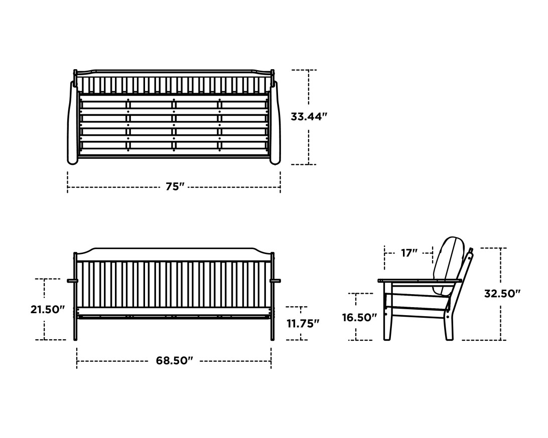 Dimensions for Cottage Deep Seating Sofa