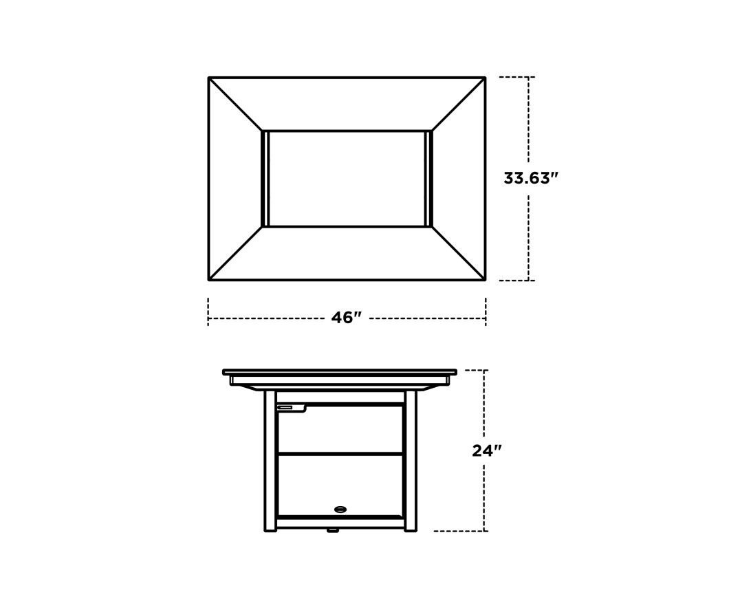Dimensions for Rectangle 34" X 46" Fire Pit Table