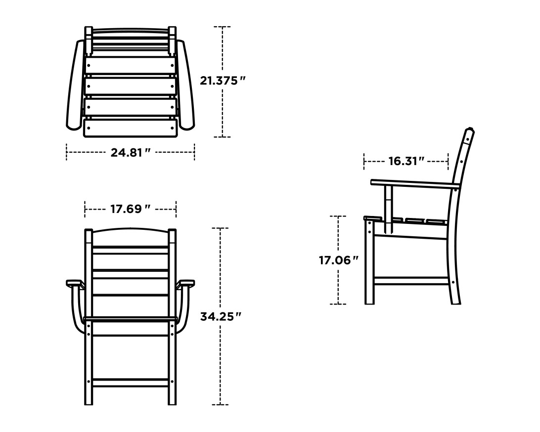 Dimensions for Lakeside Dining Arm Chair