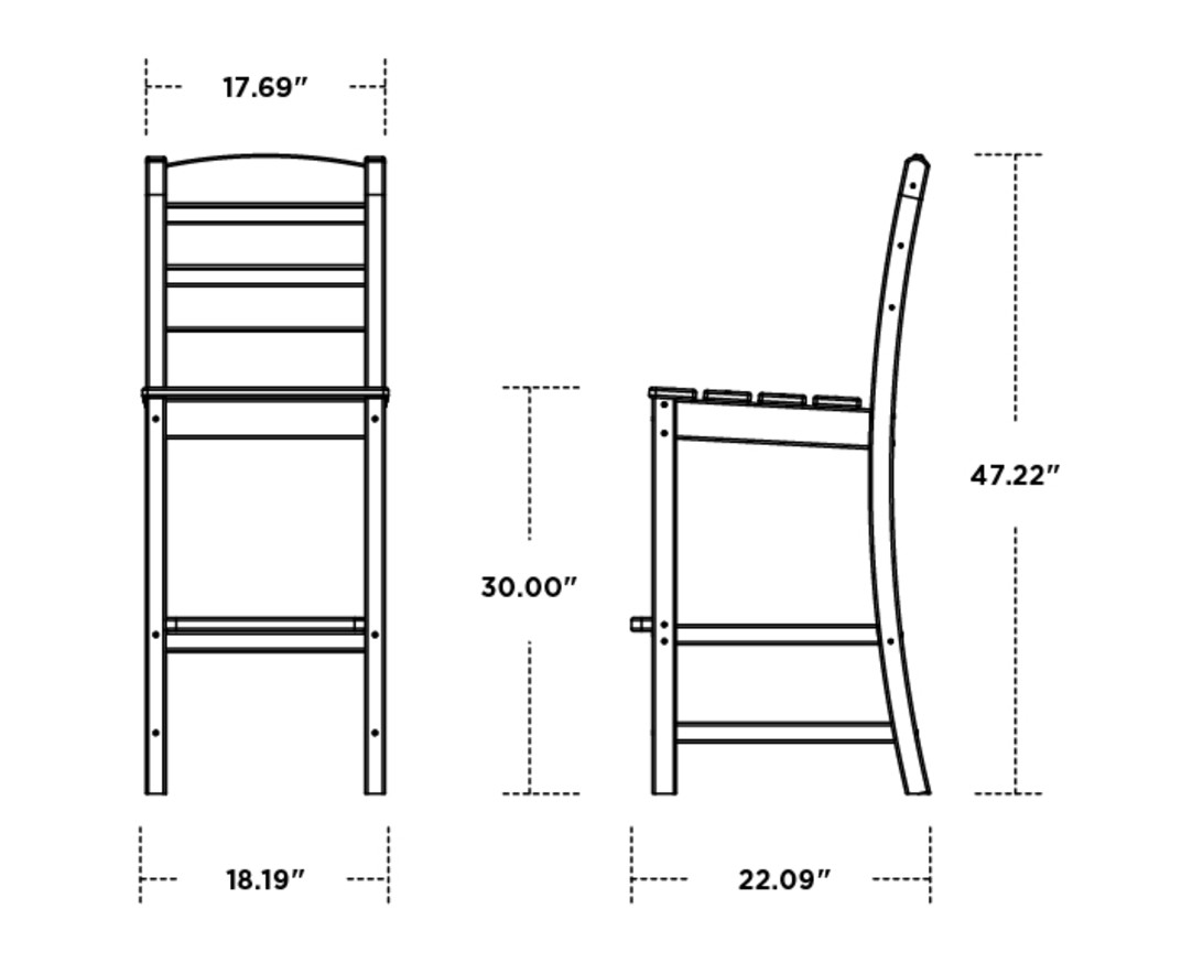 Dimensions for Lakeside Bar Side Chair