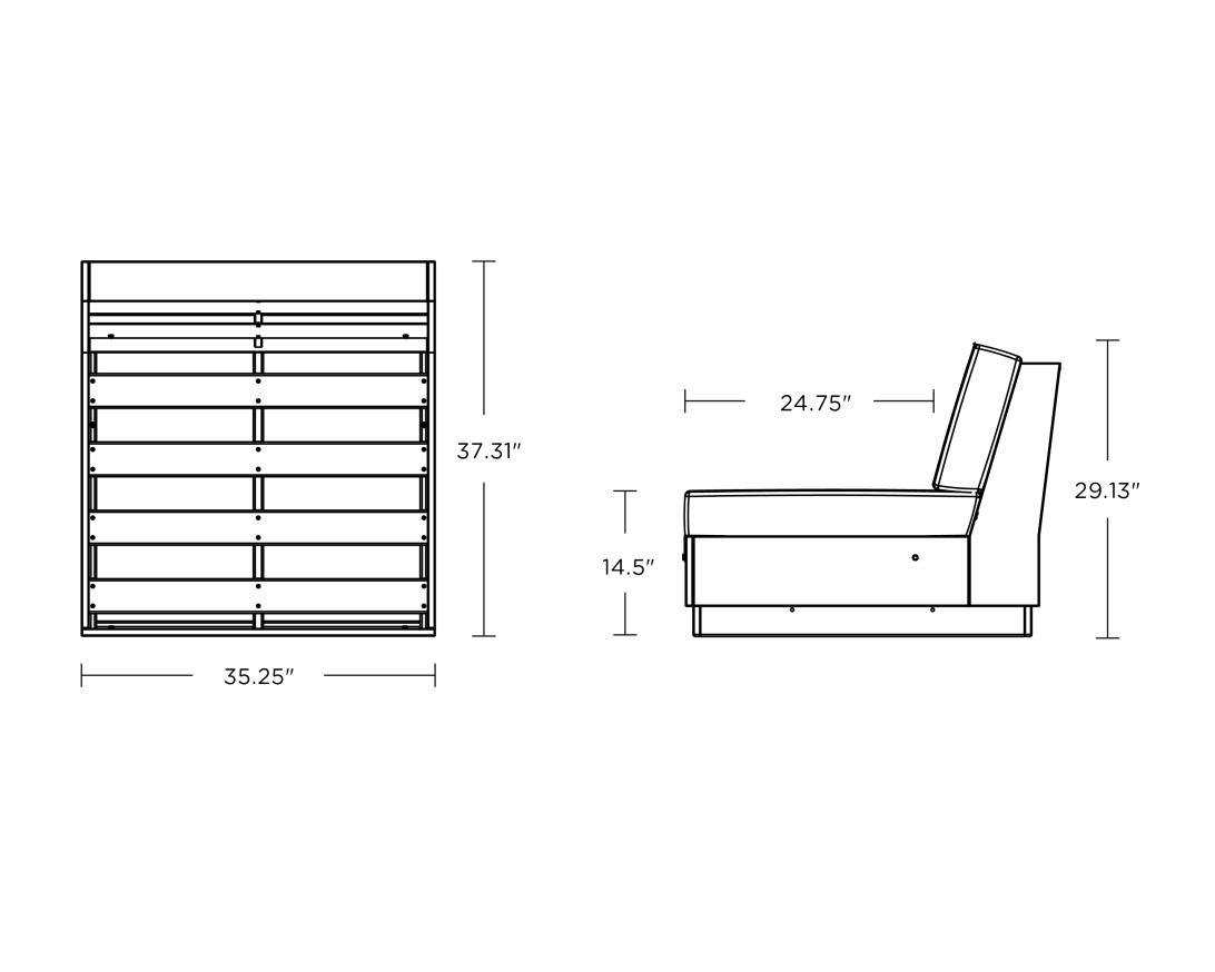 Dimensions for Elevate Modular Armless Chair