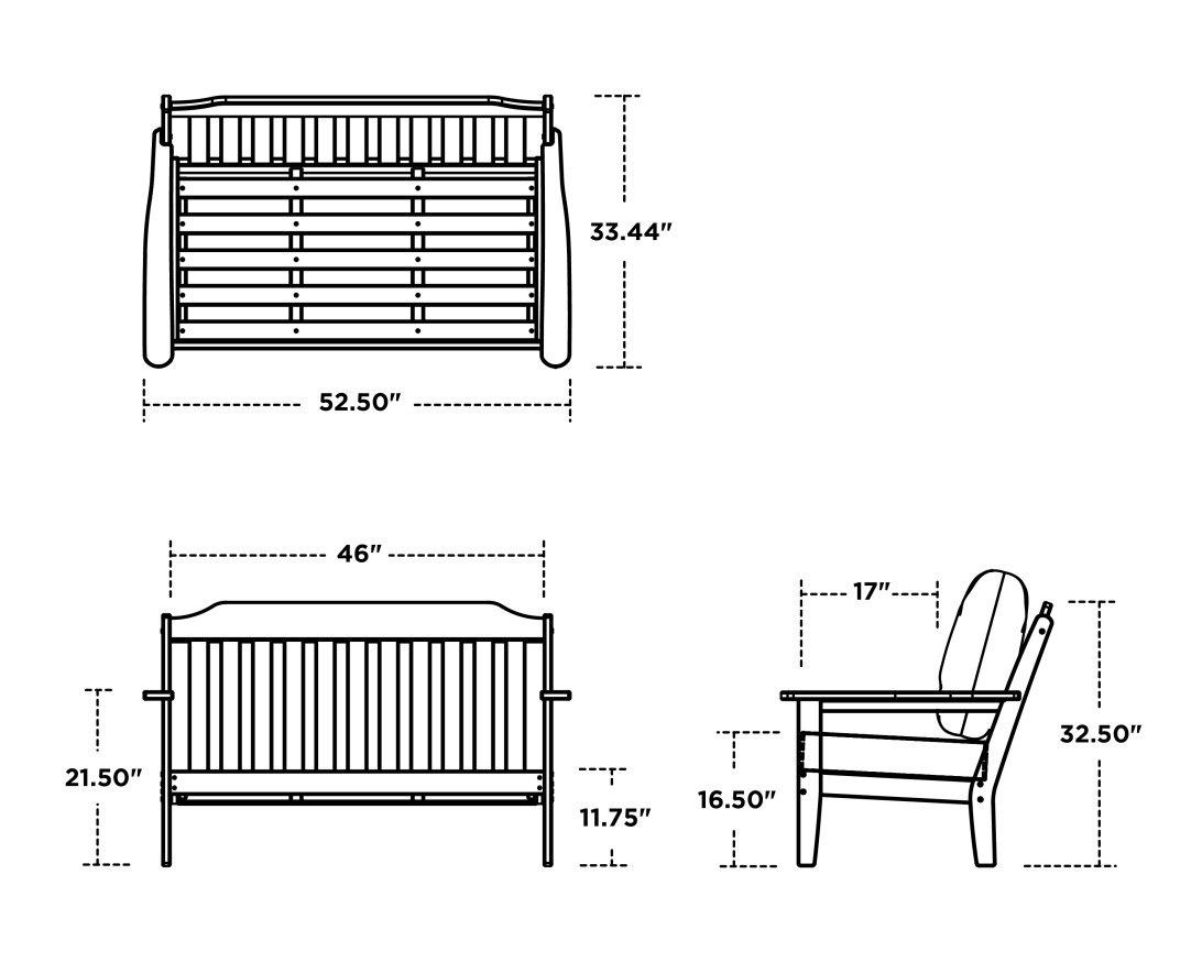 Dimensions for Cottage Deep Seating Loveseat