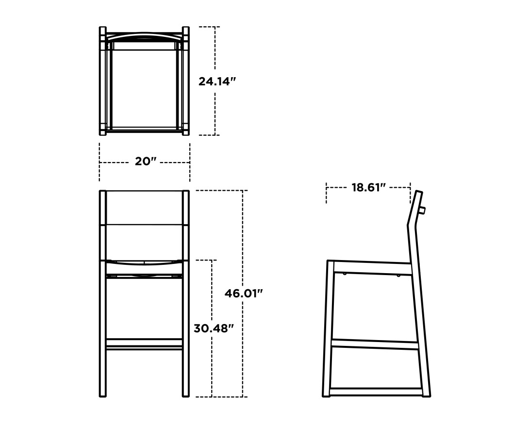 Dimensions for EDGE Sling Bar Side Chair