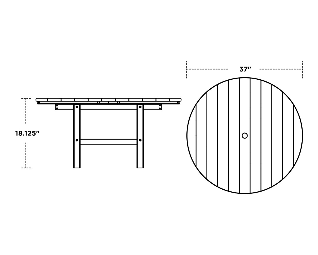Dimensions for Round 37" Conversation Table