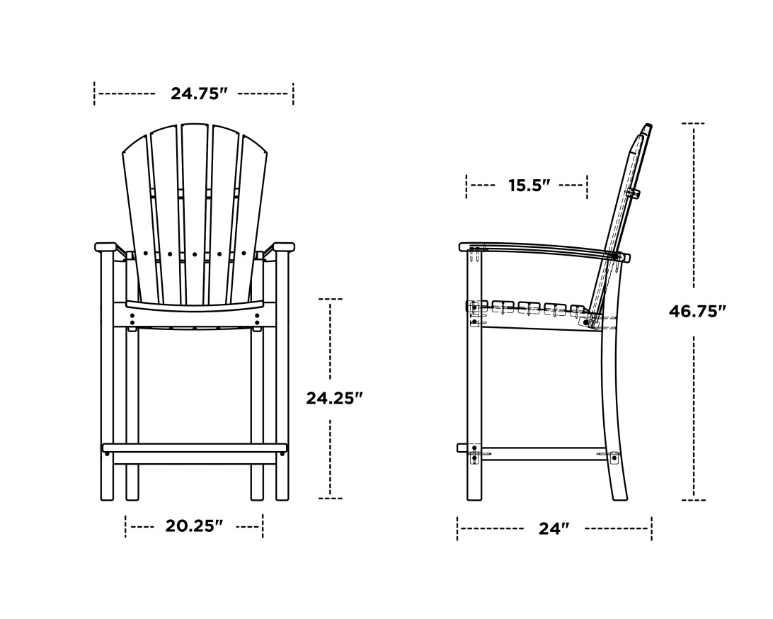 Dimensions for Palm Coast Counter Chair