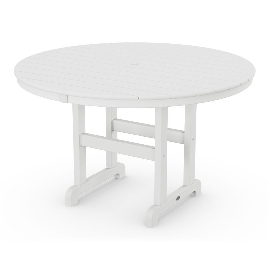 POLYWOOD 48" Round Farmhouse Dining Table in White
