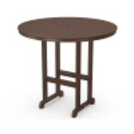 POLYWOOD 48" Round Farmhouse Bar Table in Mahogany