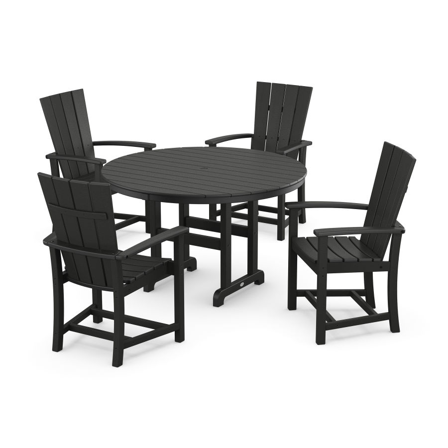 POLYWOOD Quattro 5-Piece Round Dining Set in Black