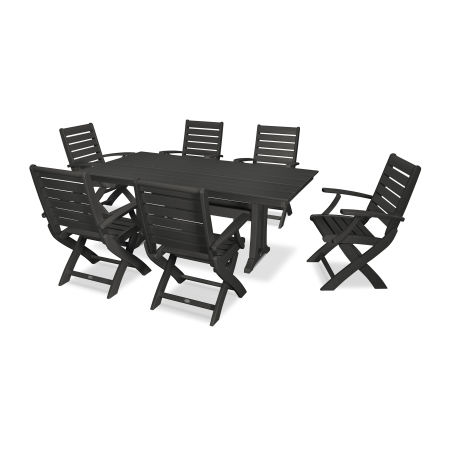 Signature 7 Piece Folding Chair Dining Set in Black