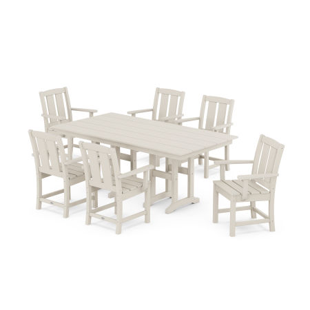 POLYWOOD Mission Arm Chair 7-Piece Farmhouse Dining Set in Sand