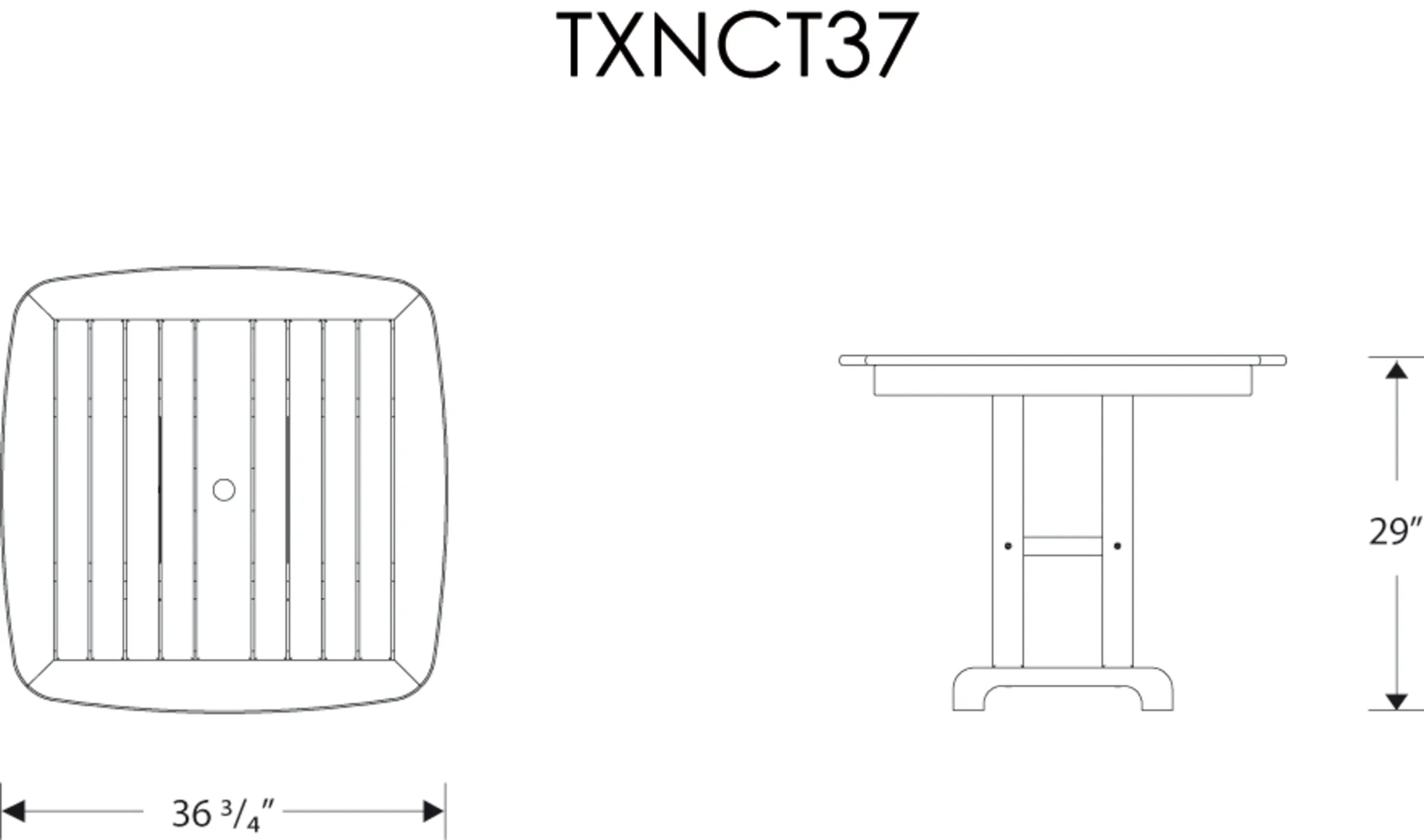 Dimensions for Yacht Club 37" Dining Table