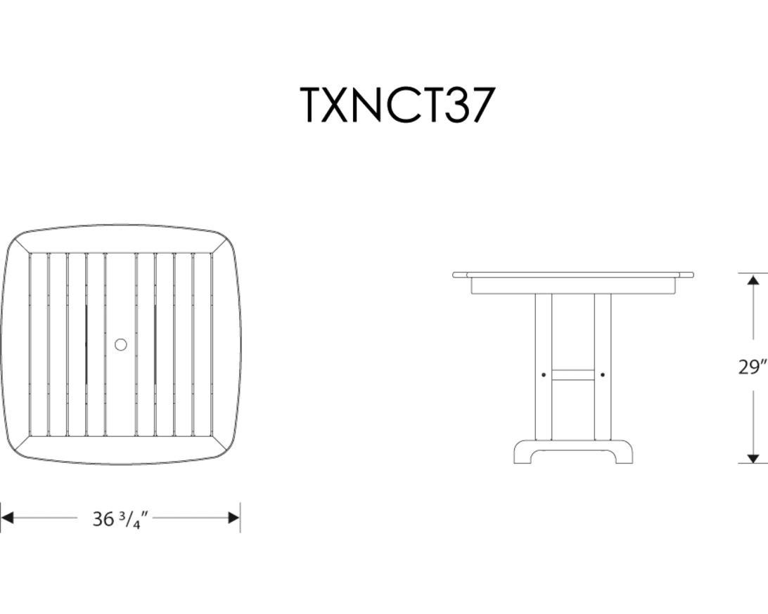 Dimensions for Yacht Club 37" Dining Table