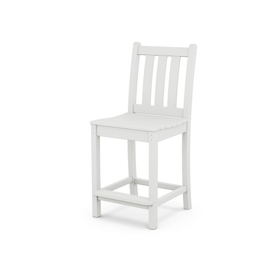 POLYWOOD Traditional Garden Counter Side Chair in White