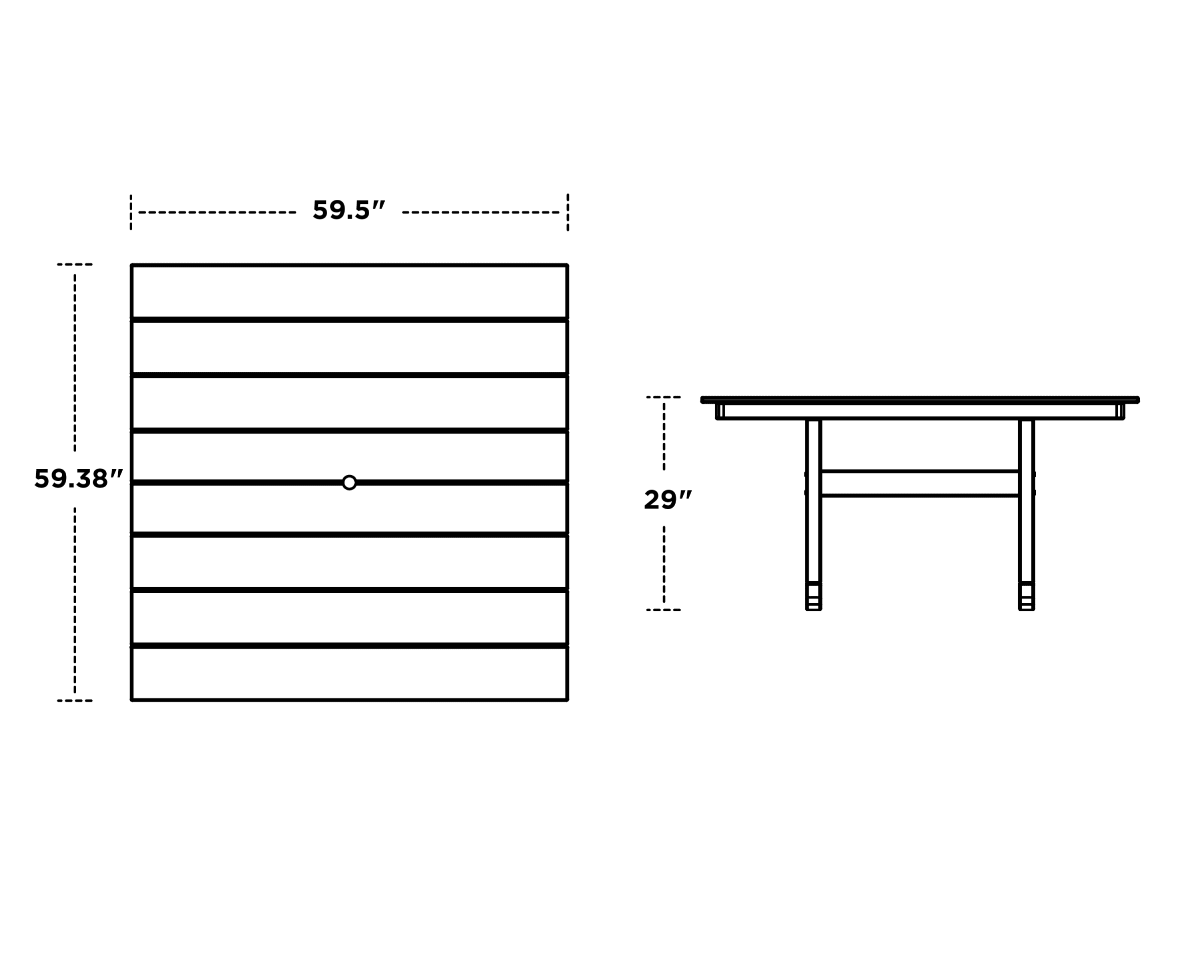 Dimensions for Farmhouse Trestle 59" Dining Table