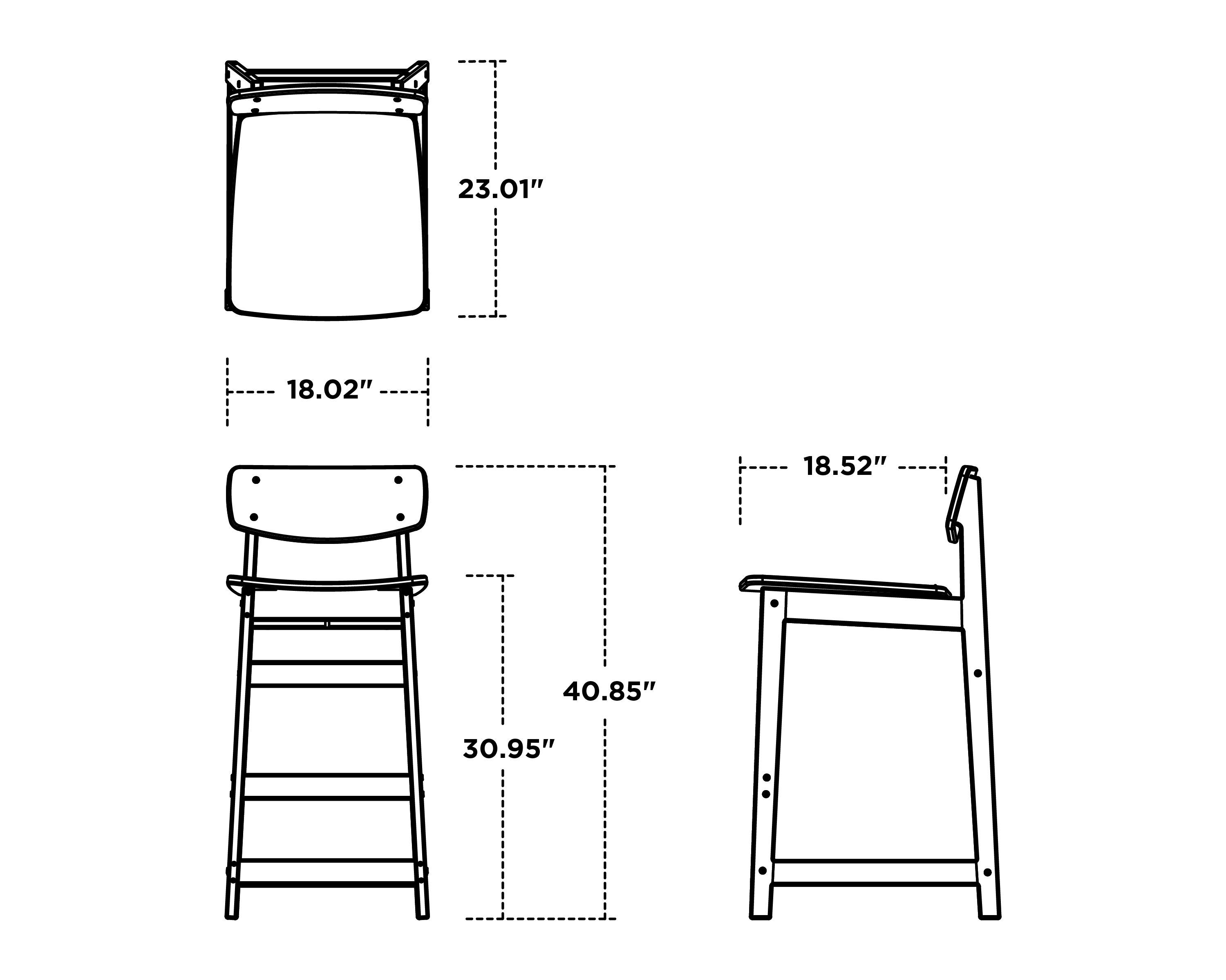 Dimensions for Modern Studio Urban Lowback Bar Chair