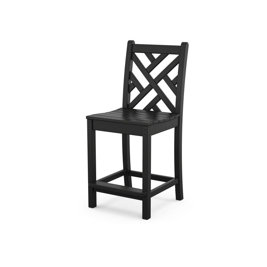 POLYWOOD Chippendale Counter Side Chair in Black
