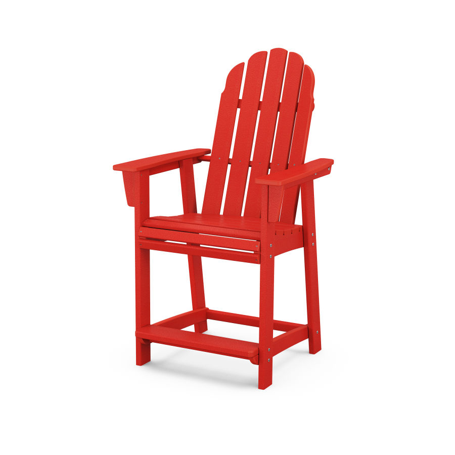 POLYWOOD Vineyard Adirondack Counter Chair in Sunset Red