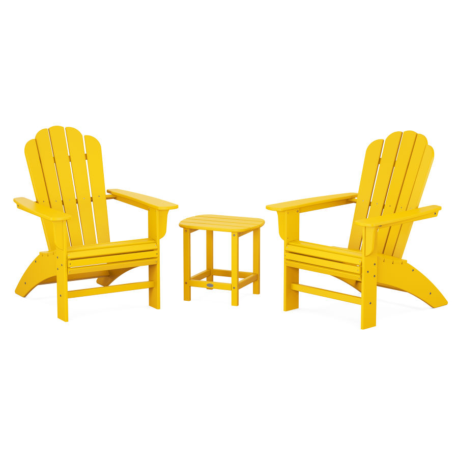 POLYWOOD Country Living Curveback Adirondack Chair 3-Piece Set in Lemon