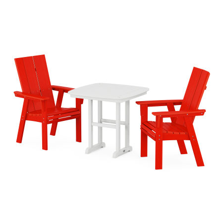 Modern Adirondack 3-Piece Dining Set in Sunset Red