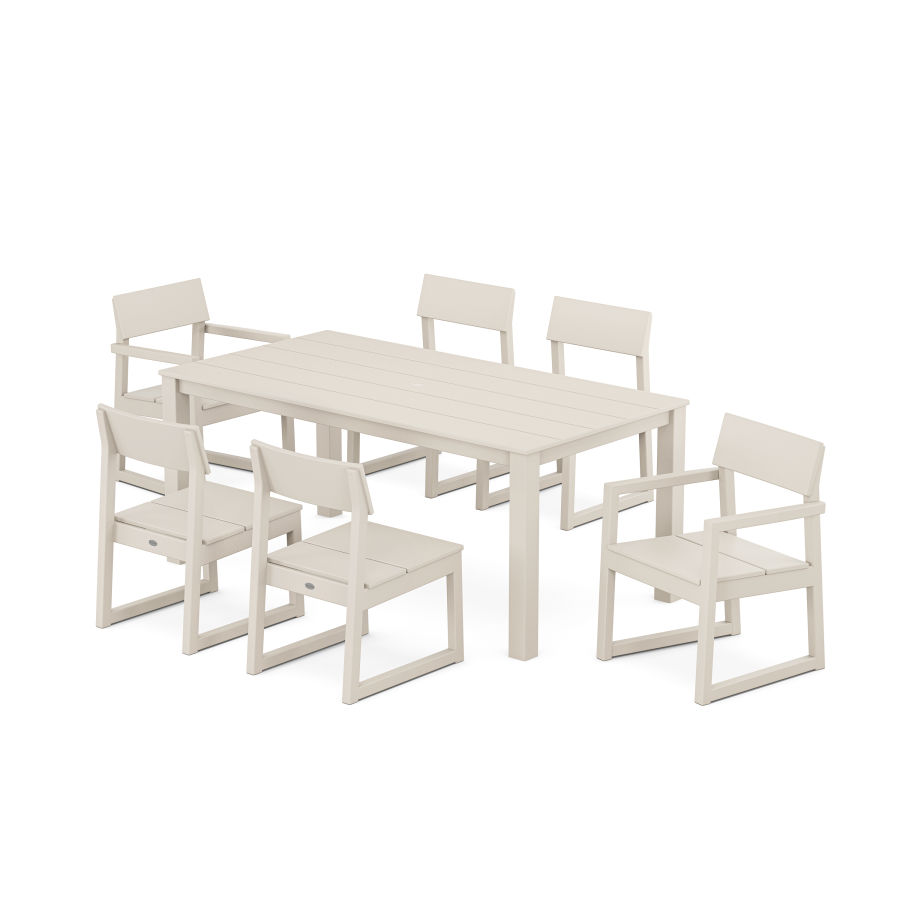 POLYWOOD EDGE 7-Piece Parsons Dining Set in Sand