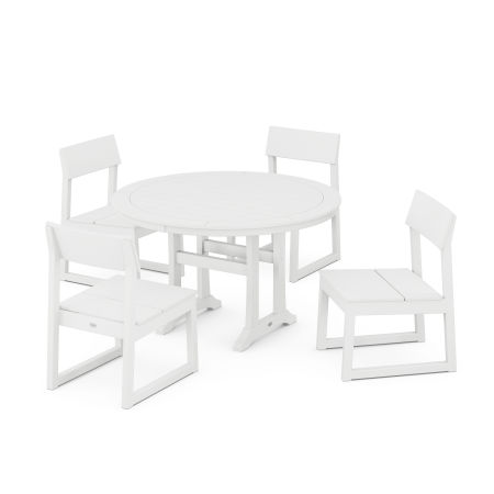 EDGE Side Chair 5-Piece Round Dining Set With Trestle Legs in White
