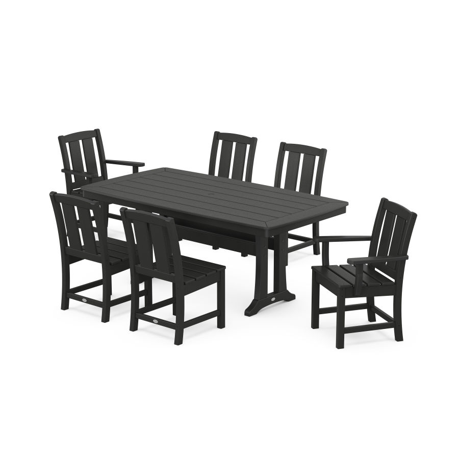 POLYWOOD Mission 7-Piece Dining Set with Trestle Legs in Black