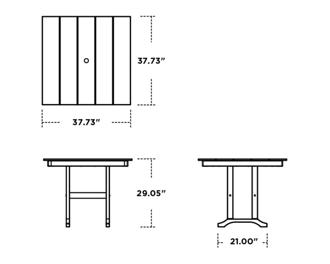 Dimensions for Farmhouse 37" Dining Table