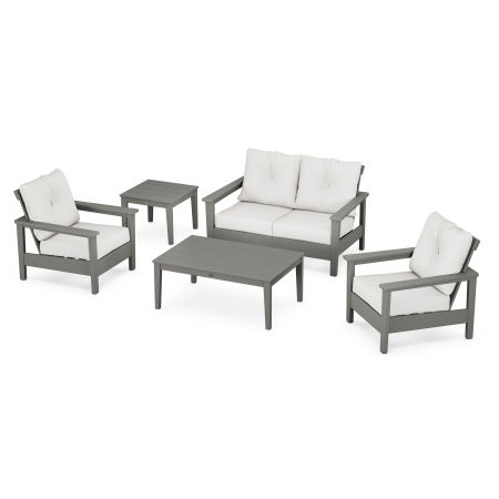 POLYWOOD Prescott 5-Piece Deep Seating Set in Slate Grey / Natural Linen