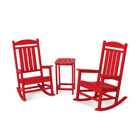 POLYWOOD Presidential Rocking Chair 3-Piece Set in Sunset Red