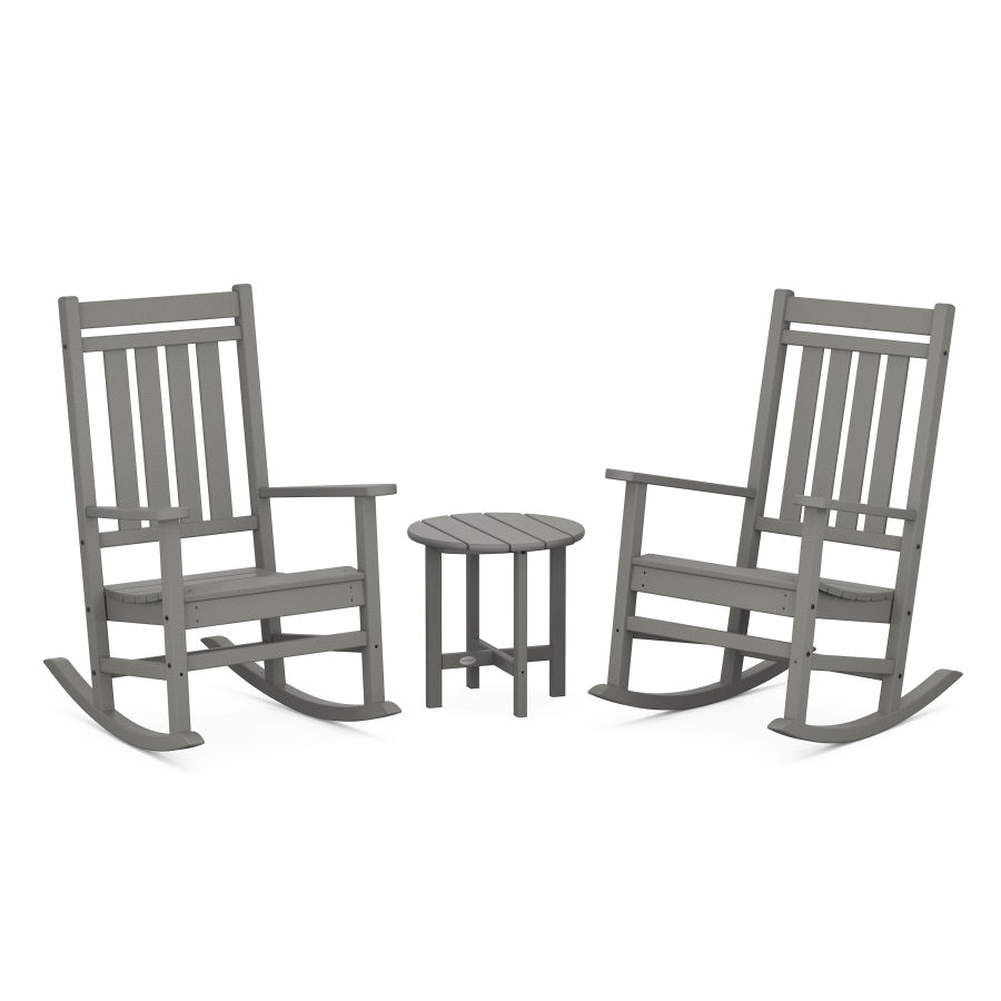 POLYWOOD Estate 3-Piece Rocking Chair Set in Slate Grey