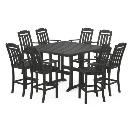 Country Living 9-Piece Bar Set with Trestle Legs in Black