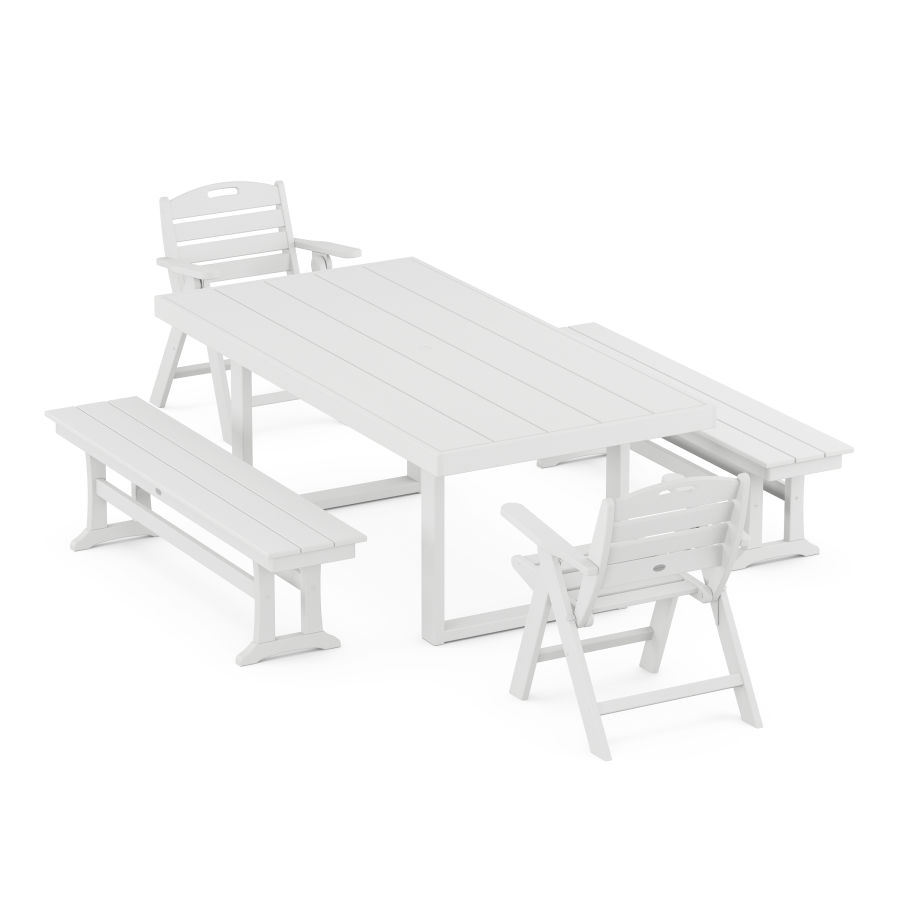 POLYWOOD Nautical Lowback 5-Piece Dining Set in White