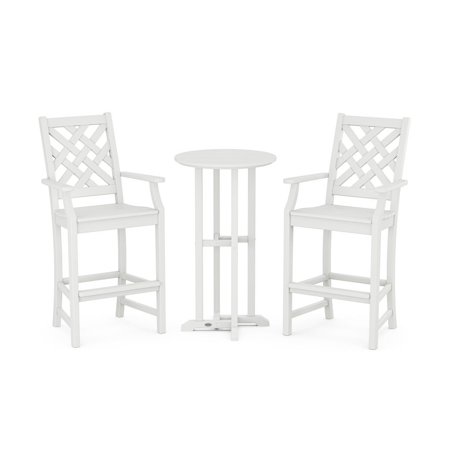 POLYWOOD Wovendale 3-Piece Farmhouse Bar Set in White