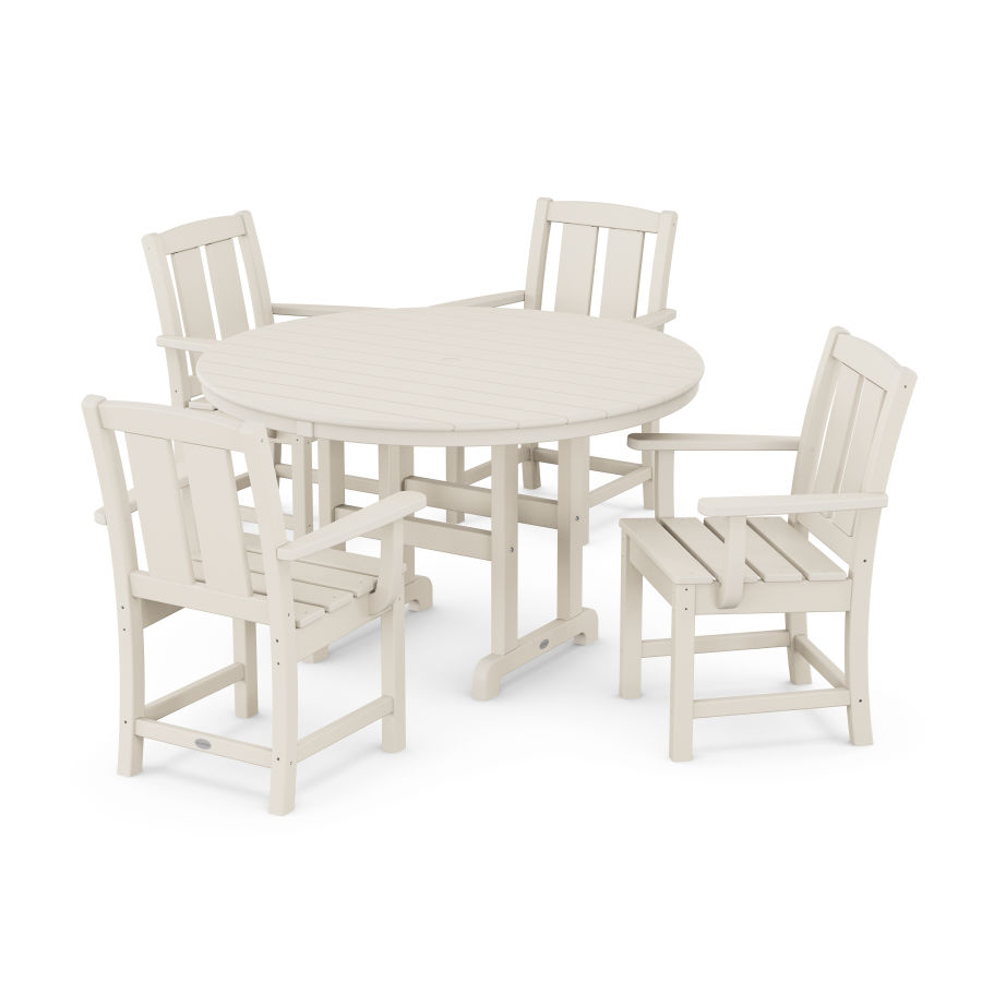 POLYWOOD Mission 5-Piece Round Farmhouse Dining Set in Sand